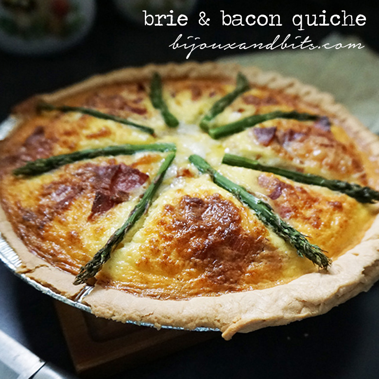 Brie and bacon quiche recipe from @bijouxandbits