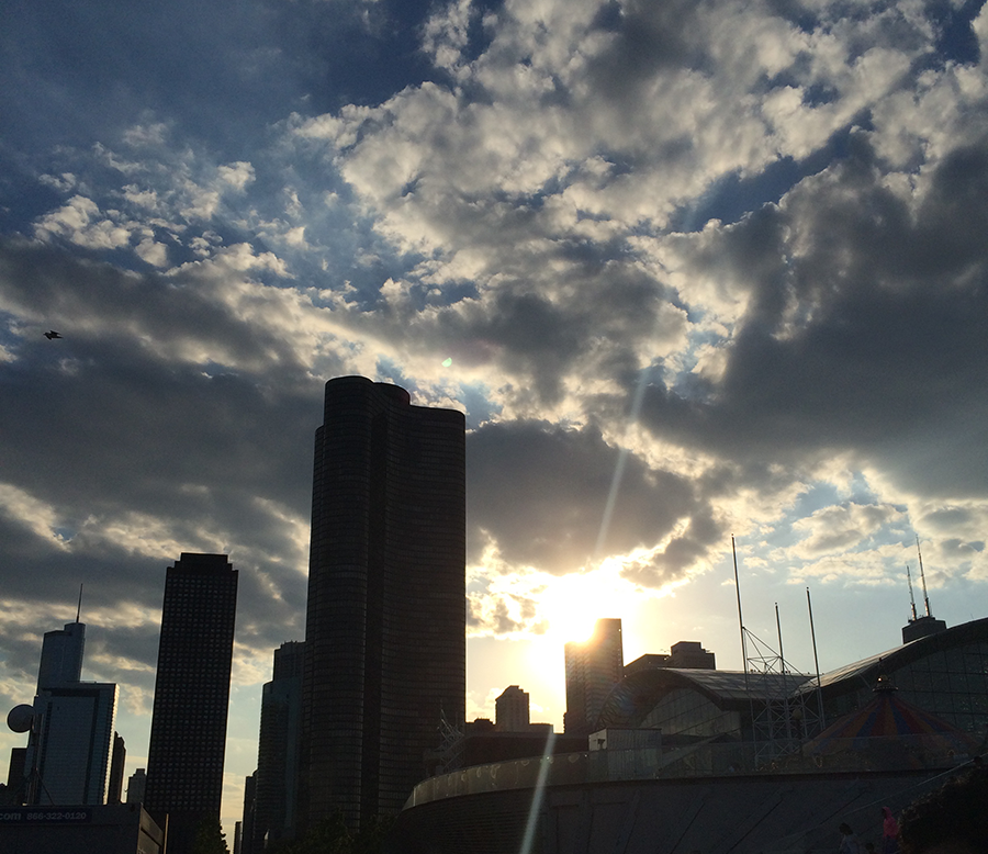 Chicago skyline in the evening