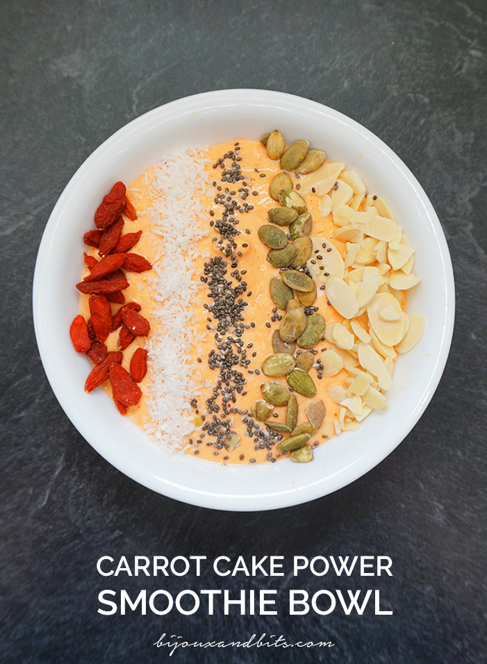 Carrot cake power smoothie bowl recipe from @bijouxandbits