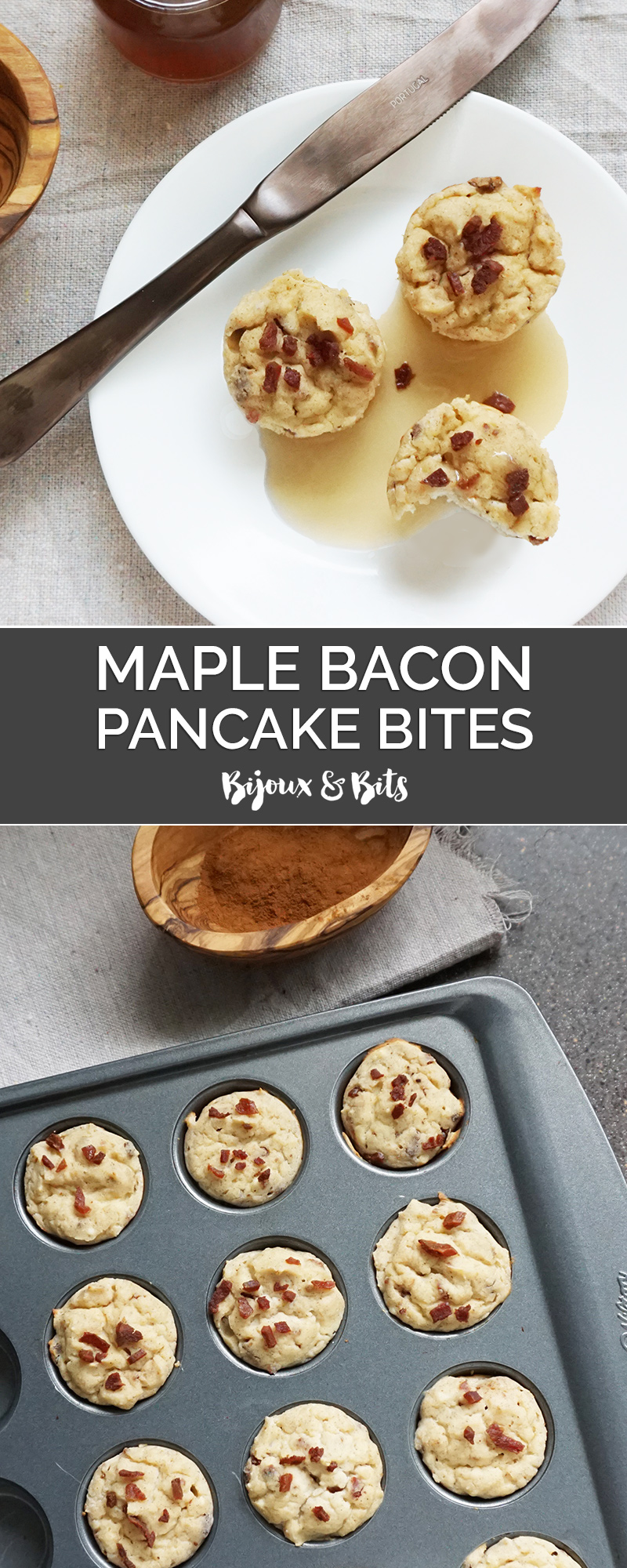 Maple bacon pancake bites from @bijouxandbits