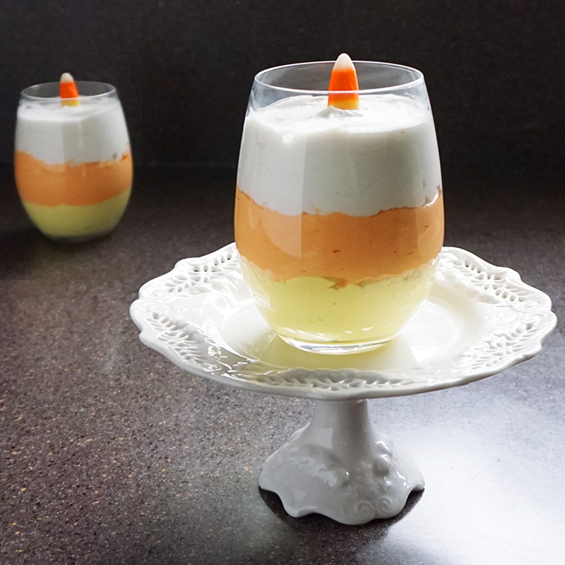 Candy corn cheesecake mousse recipe from bijouxandbits Bijoux & Bits