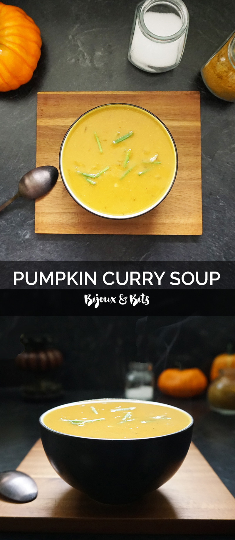 Pumpkin curry soup recipe from @bijouxandbits