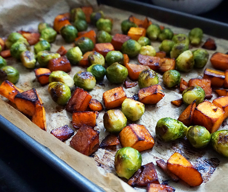 Roasted Brussels sprouts and squash recipe from @bijouxandbits