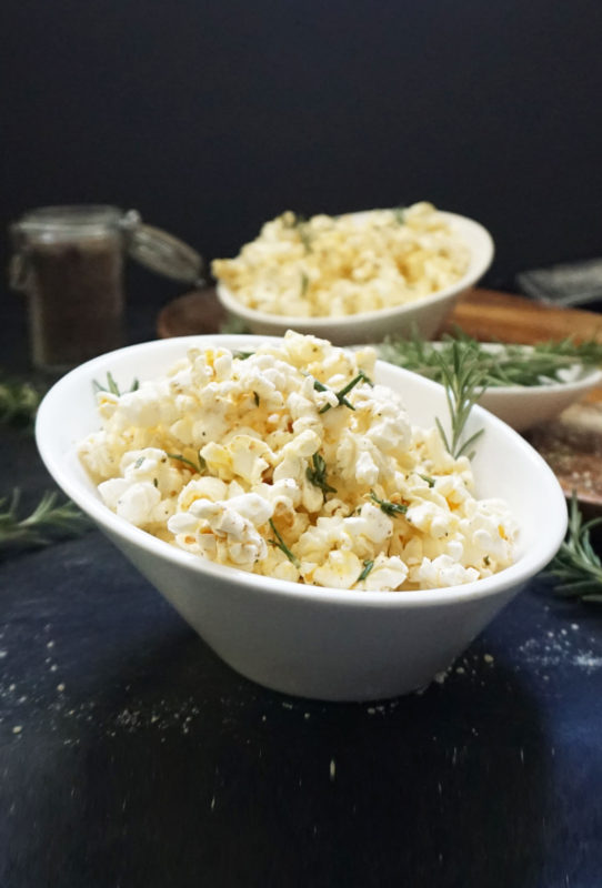 Rosemary parmesan popcorn with brown butter