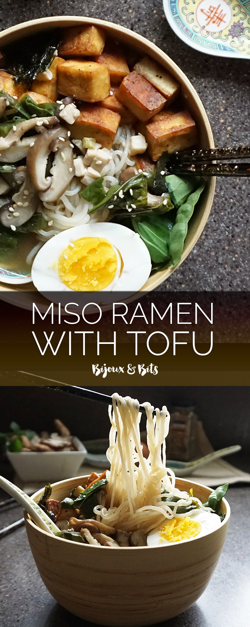 Miso ramen with tofu from @bijouxandbits #ramen #asian