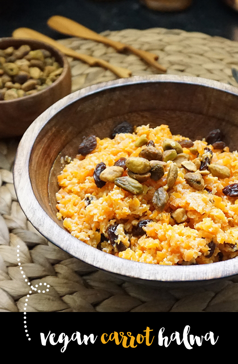 Vegan carrot halwa recipe from @bijouxandbits #indian #halwa #vegan