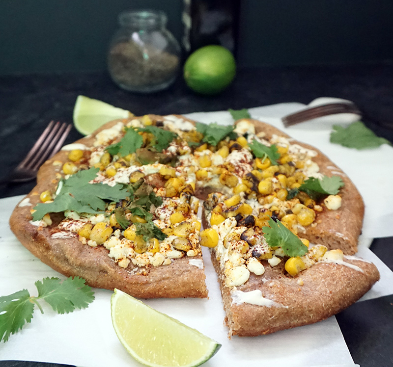Elote pizza (Mexican street food charred corn pizza) from @bijouxandbits #mexicanfood #cincodemayo #elote