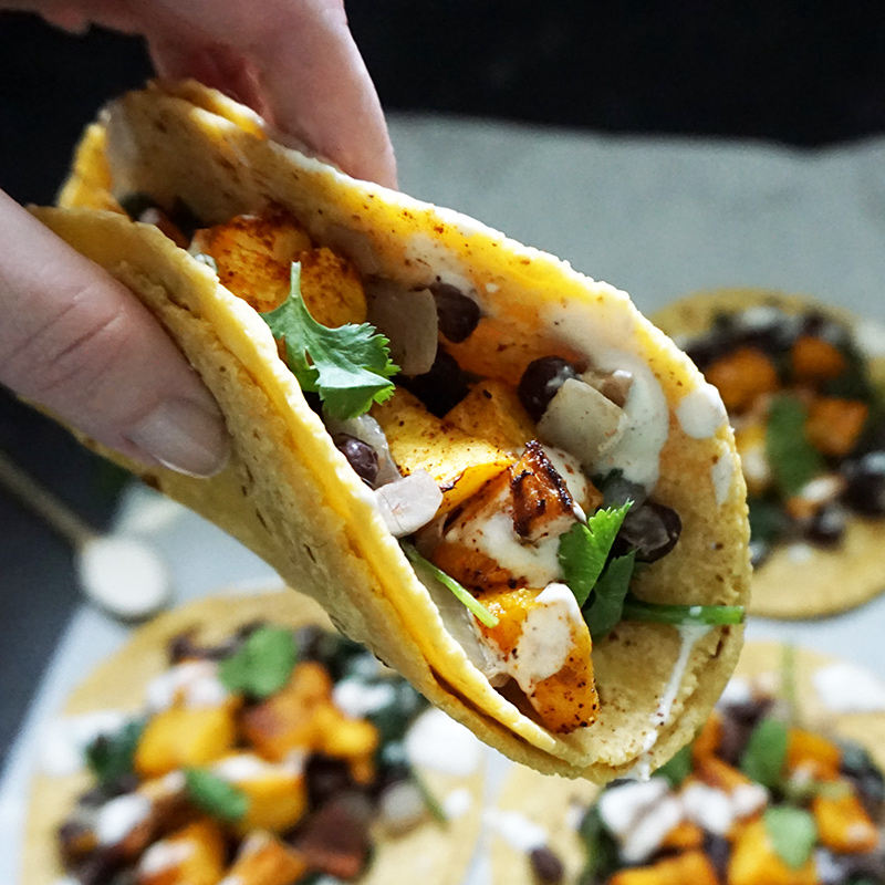 Vegan butternut squash tacos from @bijouxandbits