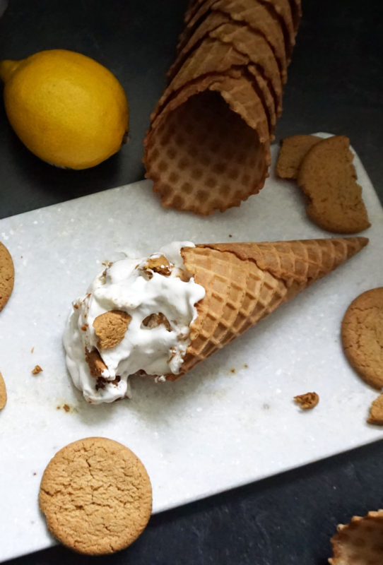 Lemon ginger snap no-churn ice cream