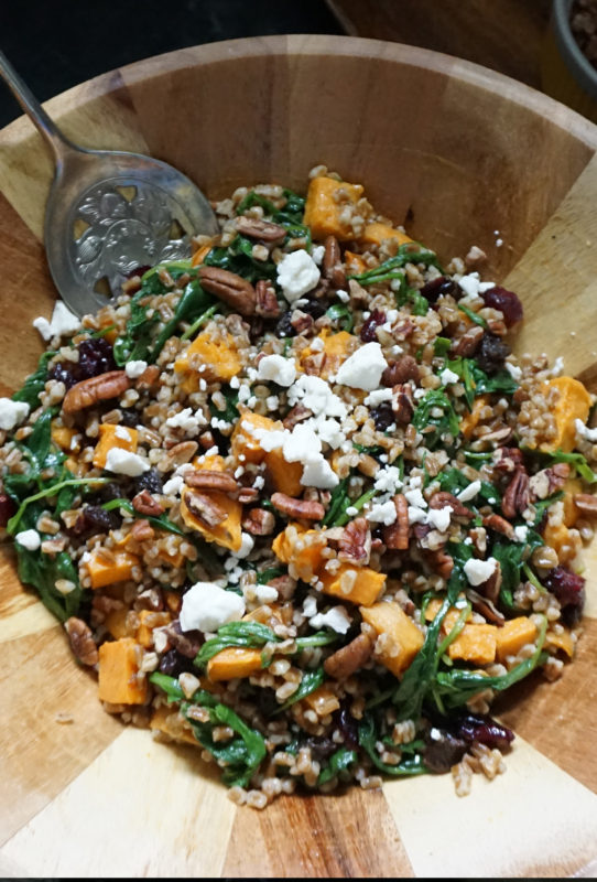 Fall wheatberry salad (with vegan option)