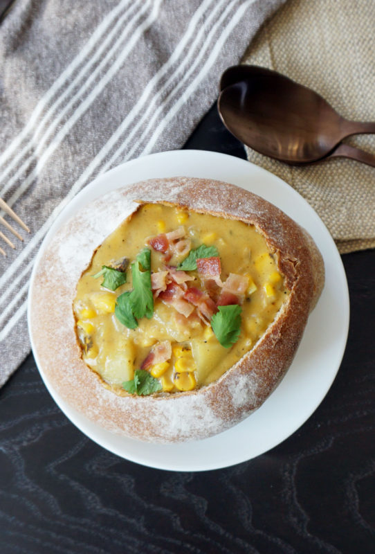Bacon and roasted corn chowder from @bijouxandbits