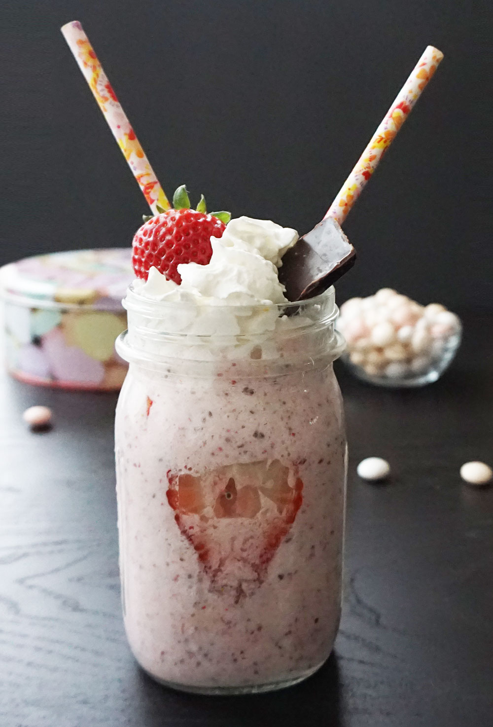 Strawberry passion fruit smoothie shake