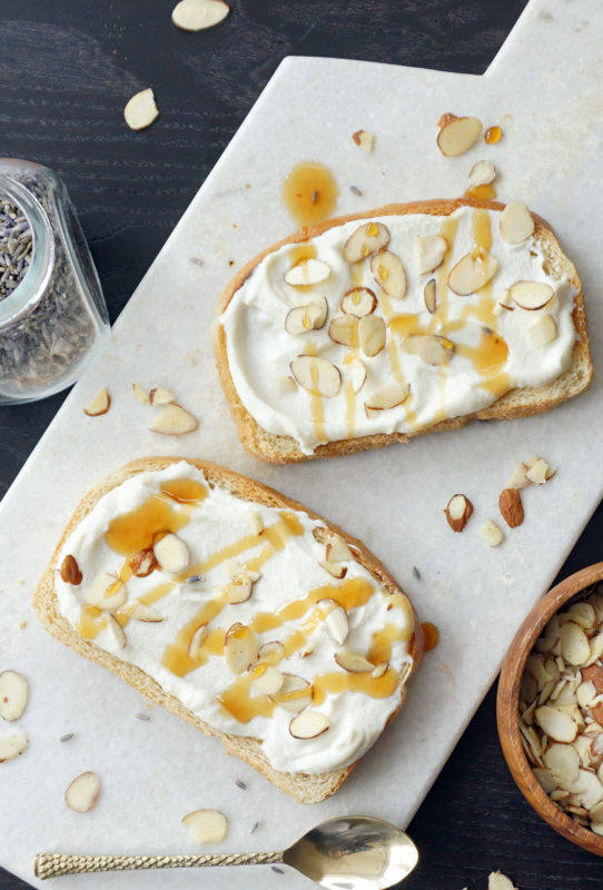 Lavender almond ricotta breakfast toast from @bijouxandbits