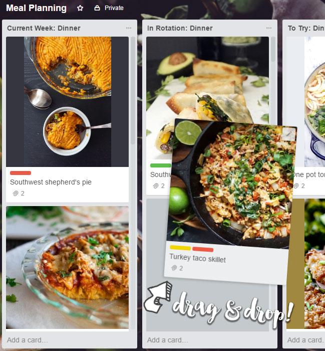 Meal planning with Trello