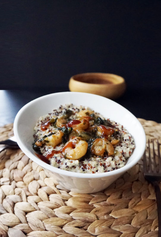 BBQ shrimp quinoa with lemon aioli