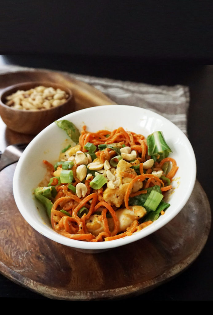 Thai peanut spiralized carrots