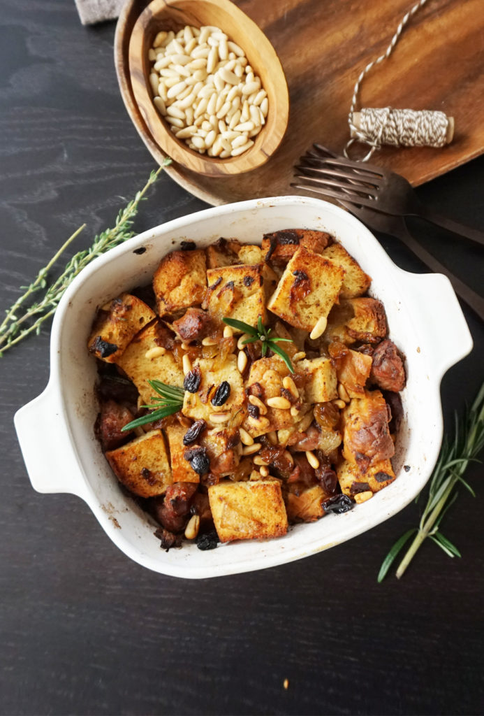 Toasted pine nut brioche sausage stuffing