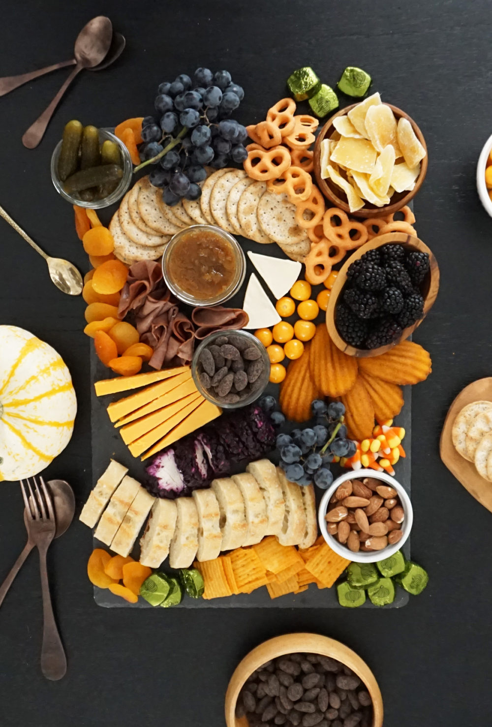 Halloween charcuterie board, cheese board, meat and cheese board